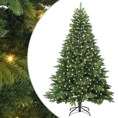 Artificial Christmas Tree with 300 LEDs PE and PVC Green 180 cm with LEDs