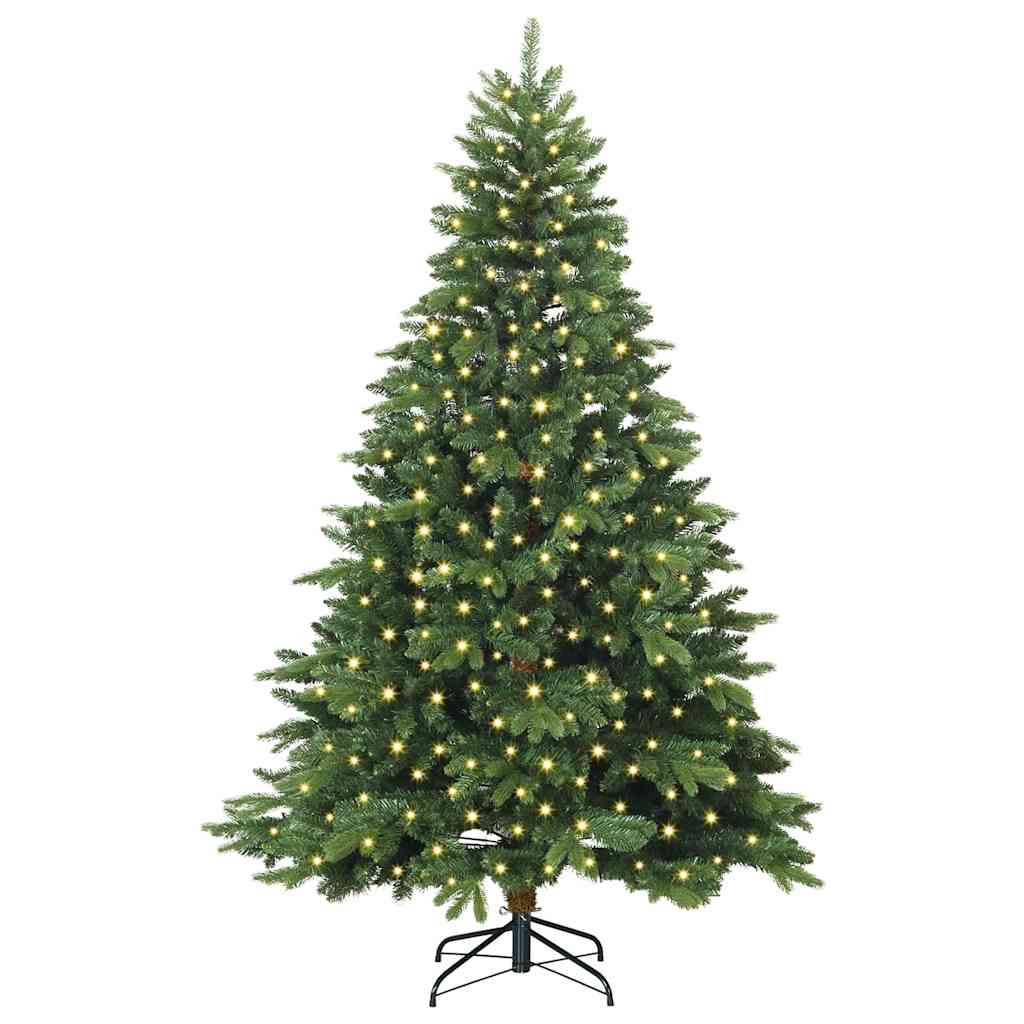 Artificial Christmas Tree with 300 LEDs PE and PVC Green 180 cm with LEDs
