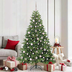 Artificial Christmas Tree with 300 LEDs PE and PVC Green 180 cm with LEDs &pink balls