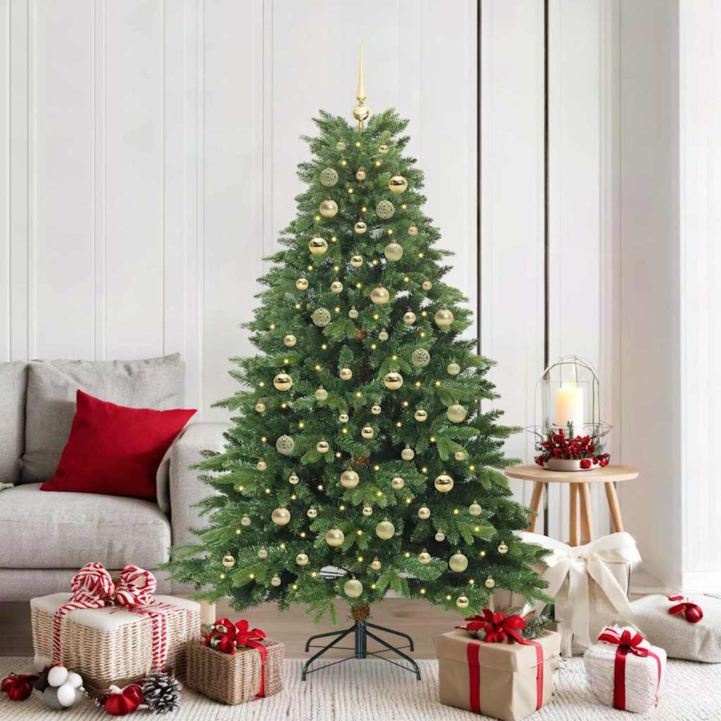 Artificial Christmas Tree with 300 LEDs PE and PVC Green 180 cm with LEDs &gold balls
