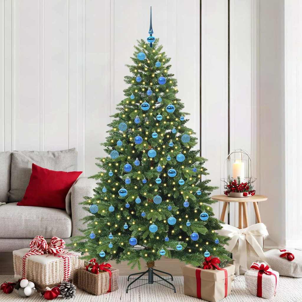 Artificial Christmas Tree with 300 LEDs PE and PVC Green 180 cm with LEDs &blue balls