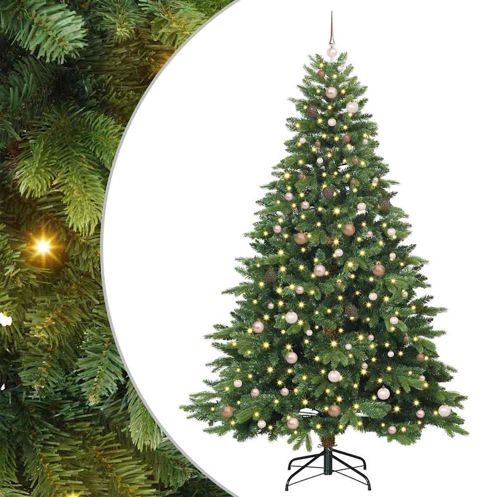 vidaXL Artificial Christmas Tree with 300 LEDs Green 240 cm PE and PVC 2