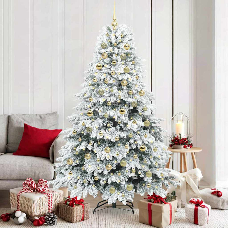 vidaXL Artificial Christmas Tree with 300 LEDs White 180 cm PE and PVC 1
