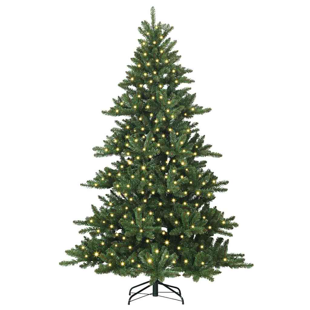 Artificial Hinged Christmas Tree PVC and Steel Green 210 cm with LEDs
