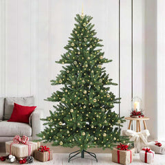 vidaXL Artificial Hinged Christmas Tree Green 240 cm PVC and Steel 1