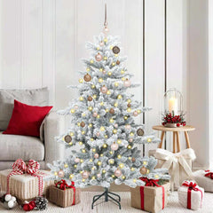 vidaXL Artificial Hinged Christmas Tree White 150 cm PVC and Steel 1