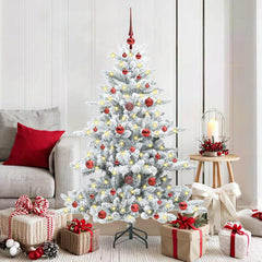 vidaXL Artificial Hinged Christmas Tree White 150 cm PVC and Steel 1