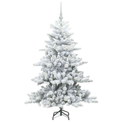 vidaXL Artificial Hinged Christmas Tree White 150 cm PVC and Steel 4