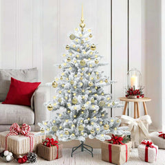 vidaXL Artificial Hinged Christmas Tree White 150 cm PVC and Steel 1