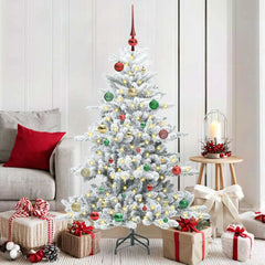 vidaXL Artificial Hinged Christmas Tree White 150 cm PVC and Steel 1