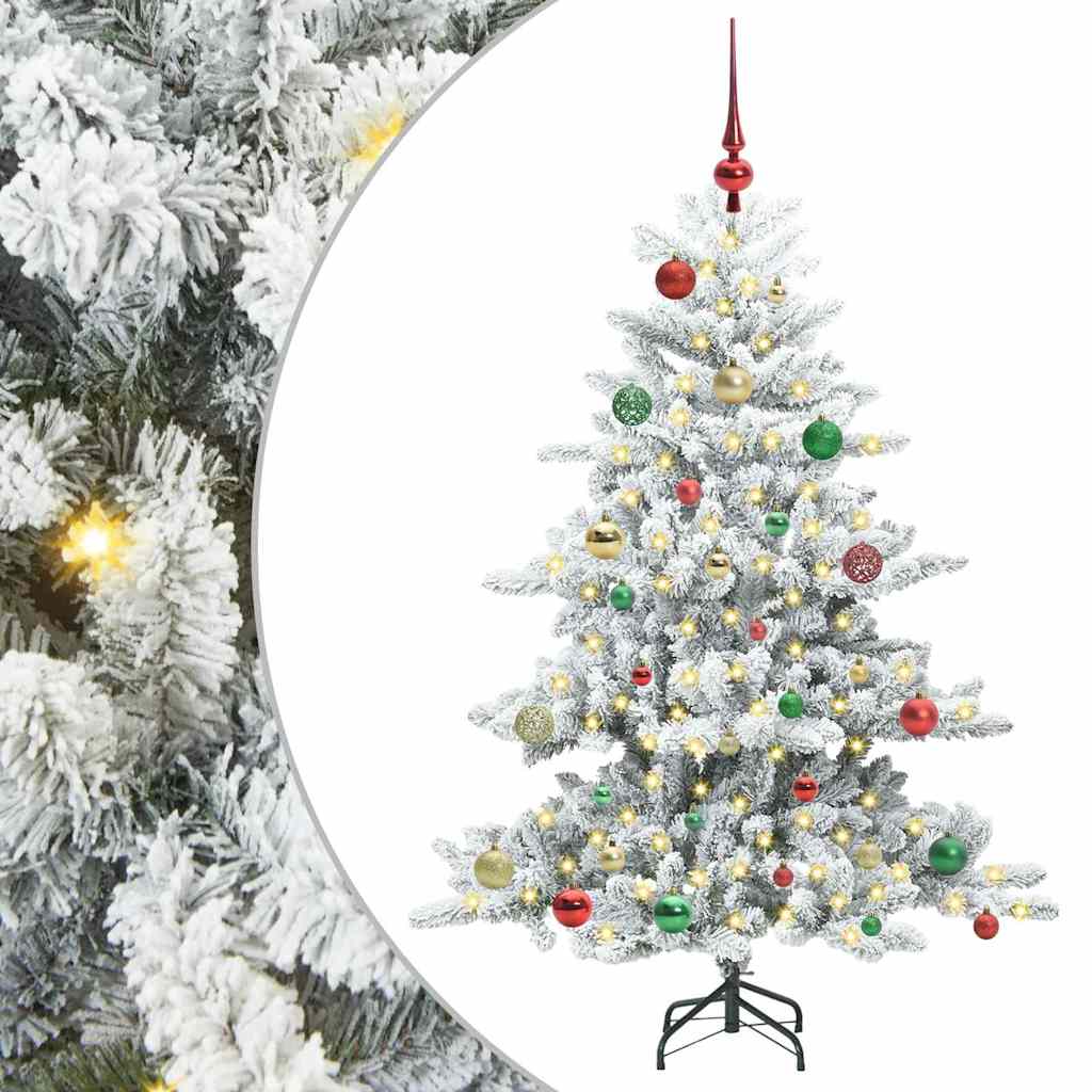 vidaXL Artificial Hinged Christmas Tree White 150 cm PVC and Steel 2