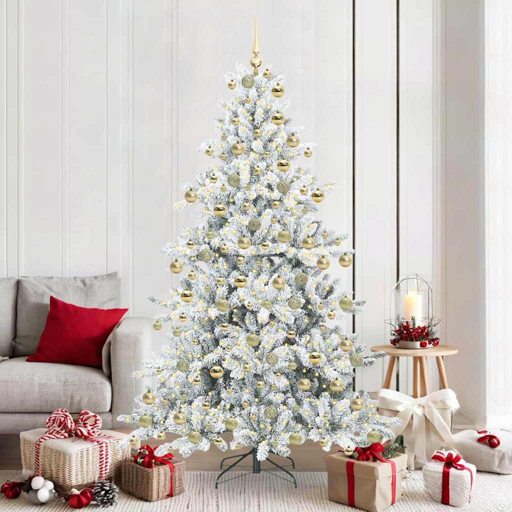 vidaXL Artificial Hinged Christmas Tree White 180 cm PVC and Steel 1