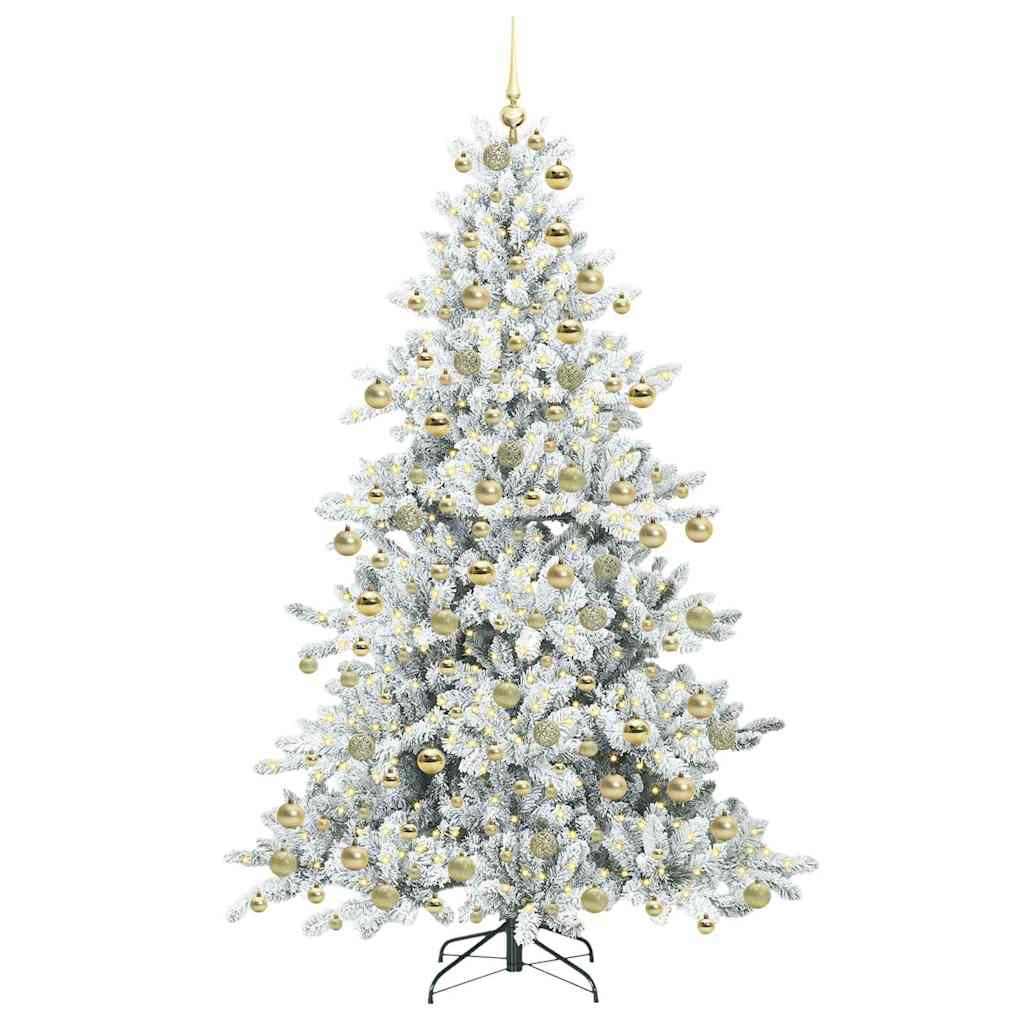 vidaXL Artificial Hinged Christmas Tree White 180 cm PVC and Steel 3
