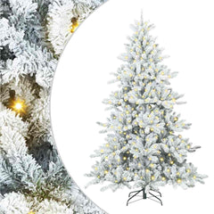 Artificial Hinged Christmas Tree PVC and Steel White 210 cm with LEDs