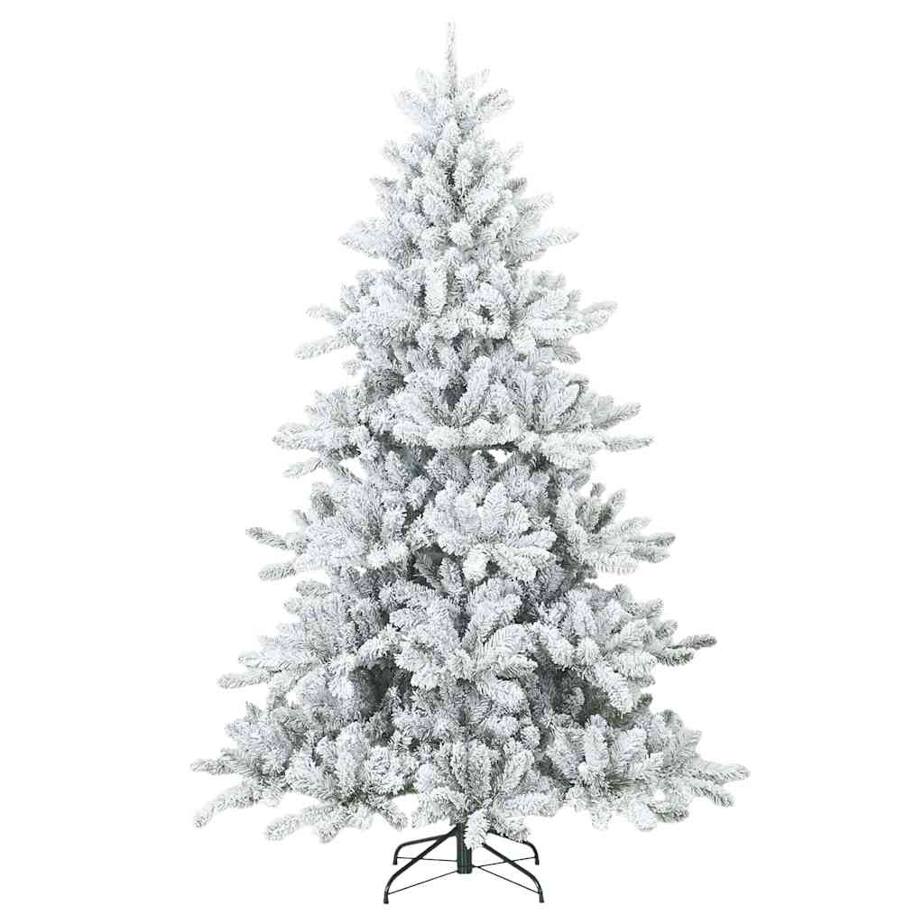 Artificial Hinged Christmas Tree PVC and Steel White 210 cm with LEDs