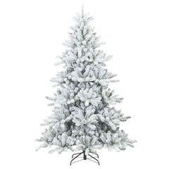 Artificial Hinged Christmas Tree PVC and Steel White 210 cm with LEDs