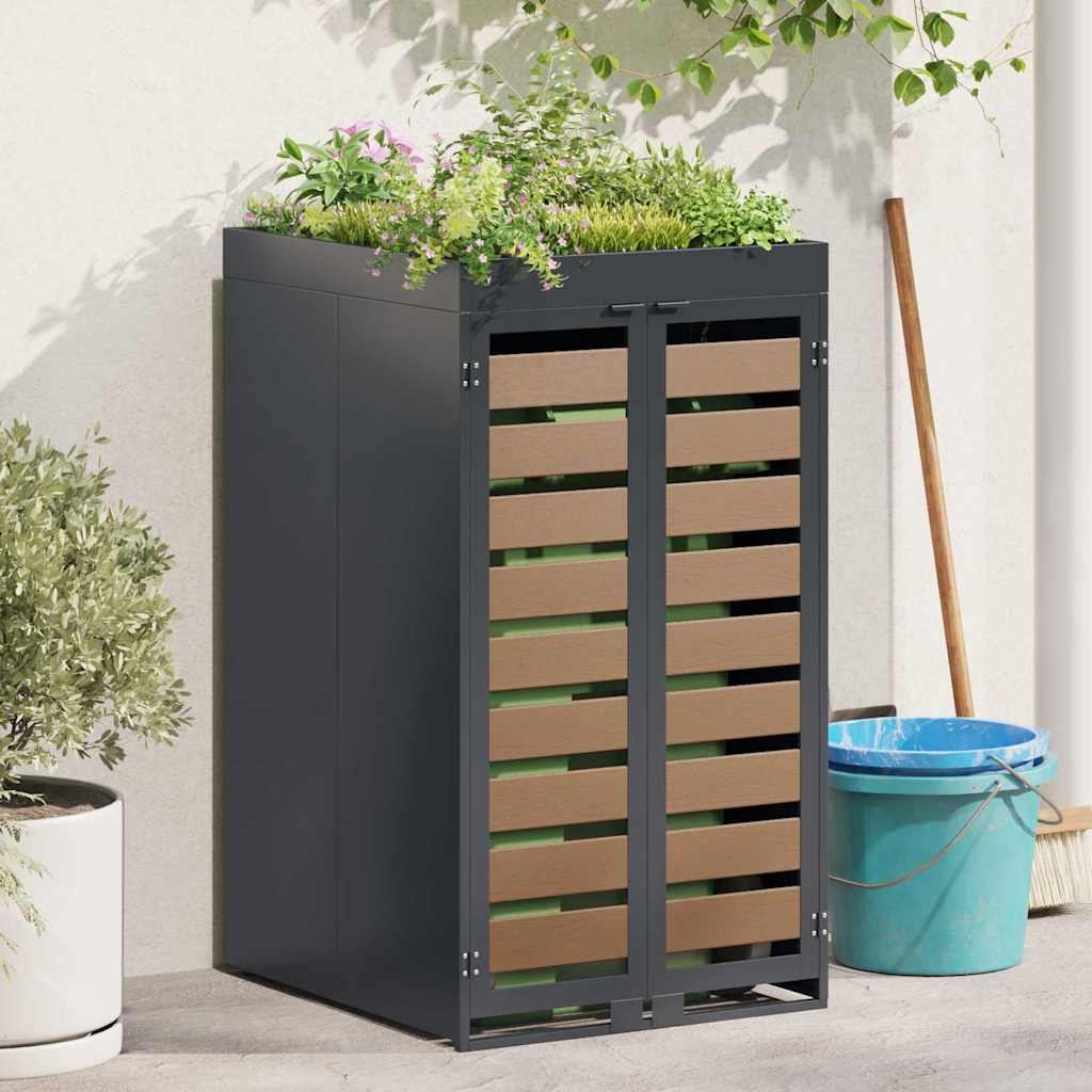 Wheelie Bin Storage with Gas Lift-up Lid for 240L Bin HDPE door with planter