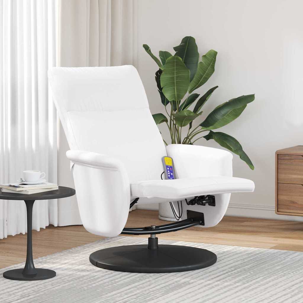 vidaXL Massage Recliner Chair White 71 x 90 x 105 cm Faux Leather 1