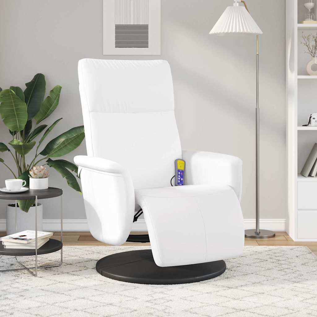 vidaXL Massage Recliner Chair White 71 x 90 x 105 cm Faux Leather 3