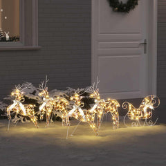 vidaXL Christmas Reindeer with sleigh 60 LEDs Warm White