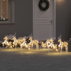 vidaXL Christmas Reindeer with sleigh 60 LEDs Warm White