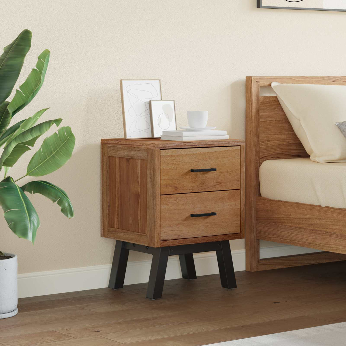 vidaXL Bedside Table Natural 40 x 35 x 55 cm Solid Teak Wood 1