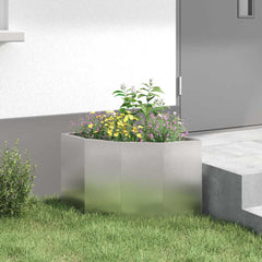 vidaXL Corner Planter Silver 45 x 45 x 35 cm Stainless steel 4