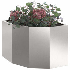 vidaXL Corner Planter Silver 45 x 45 x 35 cm Stainless steel 3