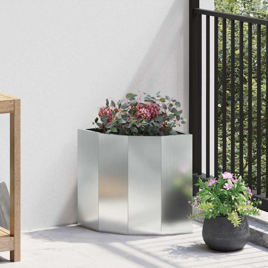 vidaXL Corner Planter Silver 30 x 30 x 35 cm Galvanised steel 1