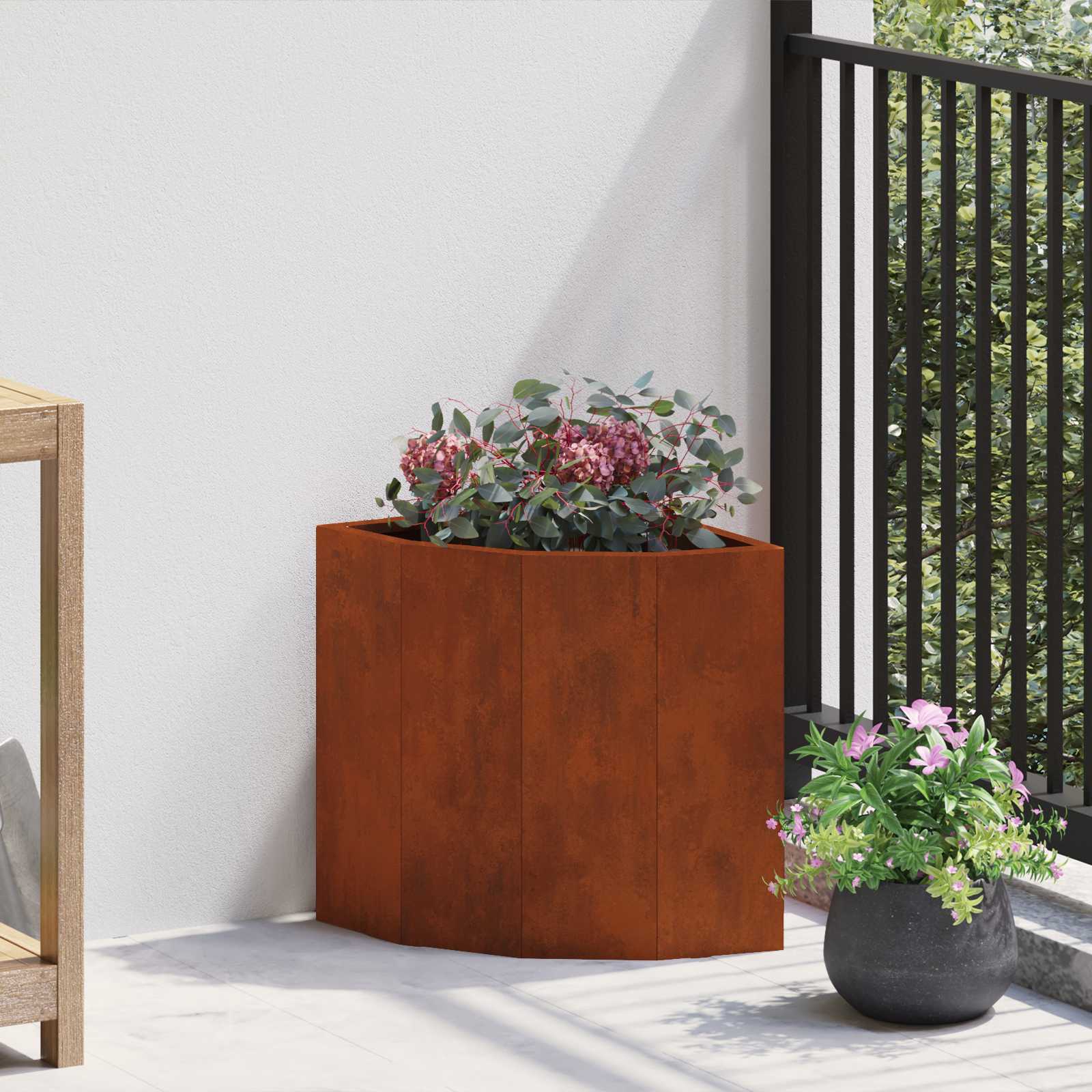 vidaXL Corner Planter Rusty 30 x 30 x 35 cm Weathering steel 1