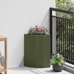 vidaXL Corner Planter Olive green 30 x 30 x 50 cm Steel 1