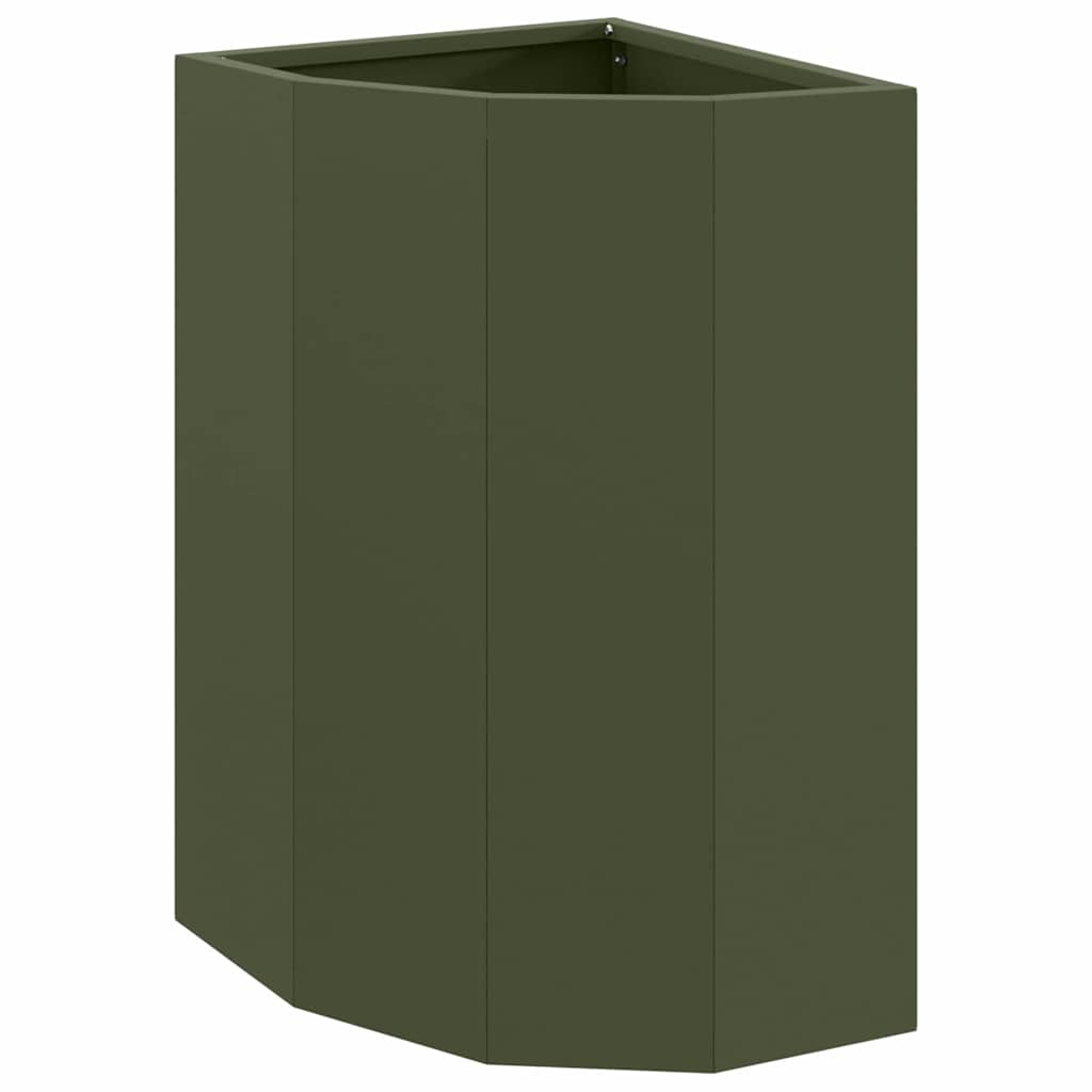 vidaXL Corner Planter Olive green 30 x 30 x 50 cm Steel 2