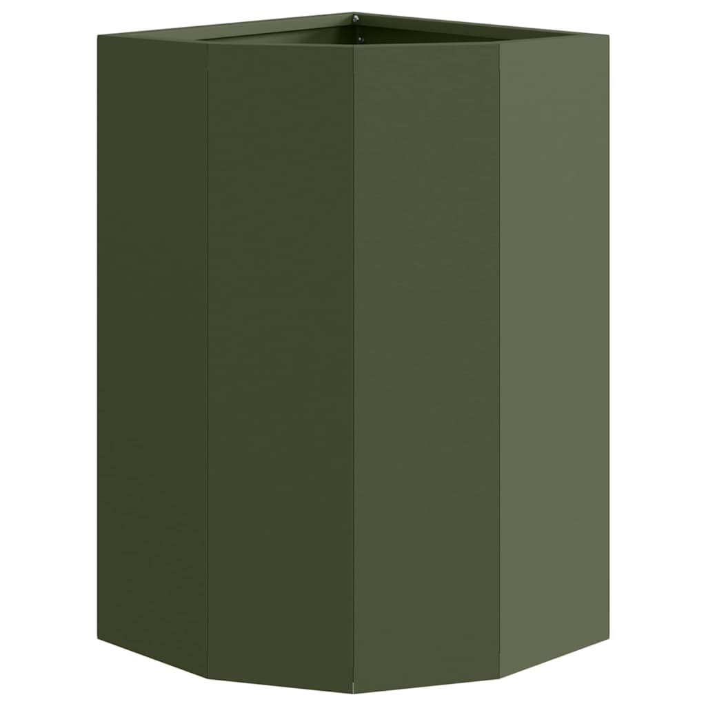 vidaXL Corner Planter Olive green 30 x 30 x 50 cm Steel 5