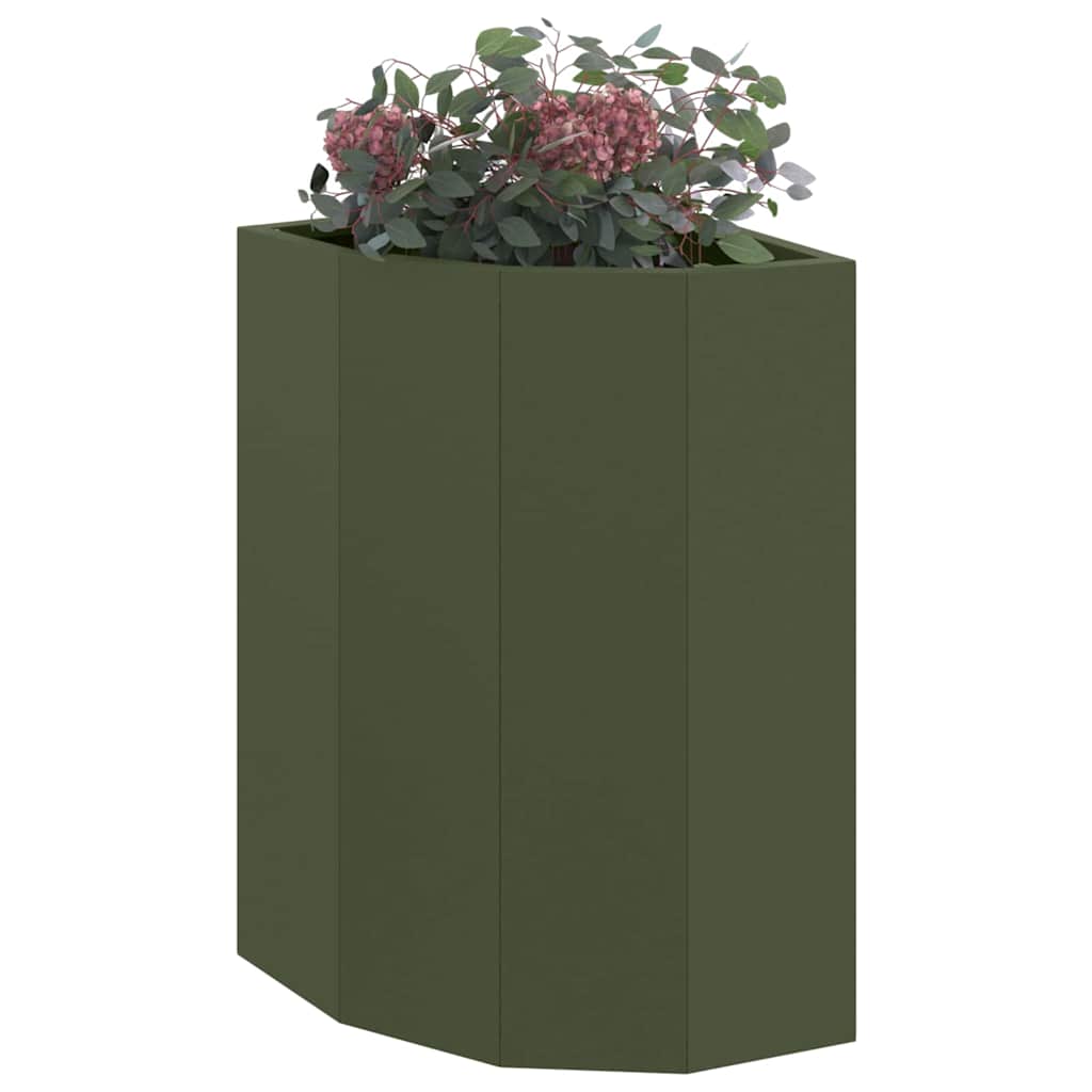 vidaXL Corner Planter Olive green 30 x 30 x 50 cm Steel 3