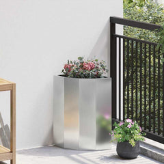 vidaXL Corner Planter Silver 30 x 30 x 50 cm Galvanised steel 1