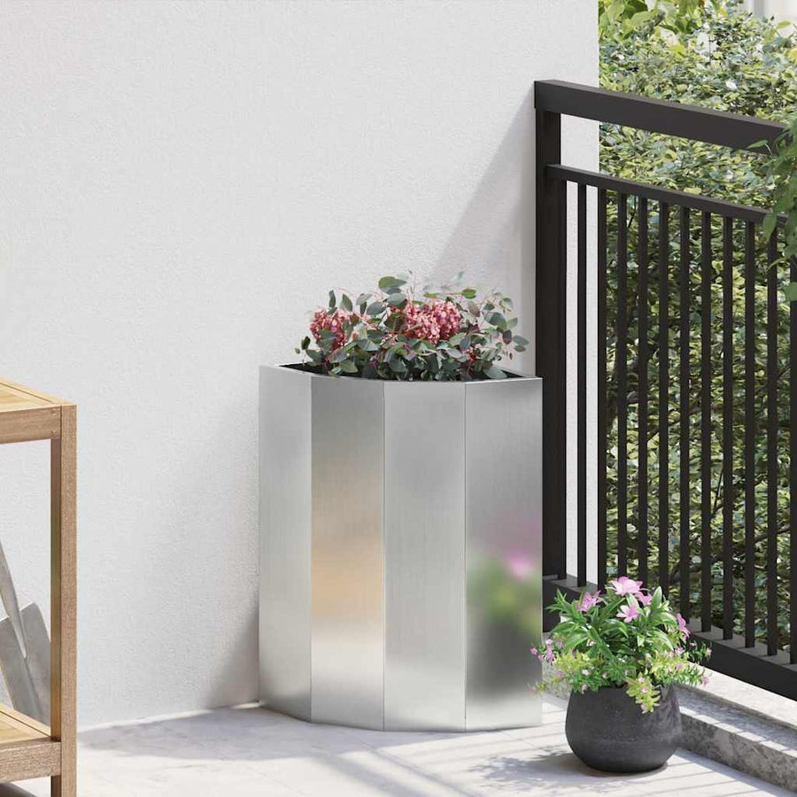 vidaXL Corner Planter Silver 30 x 30 x 50 cm Galvanised steel 1