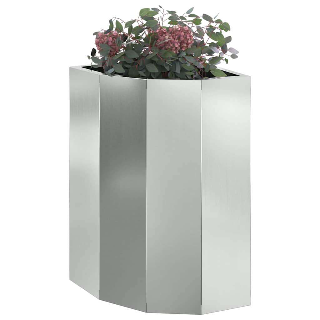 vidaXL Corner Planter Silver 30 x 30 x 50 cm Galvanised steel 3