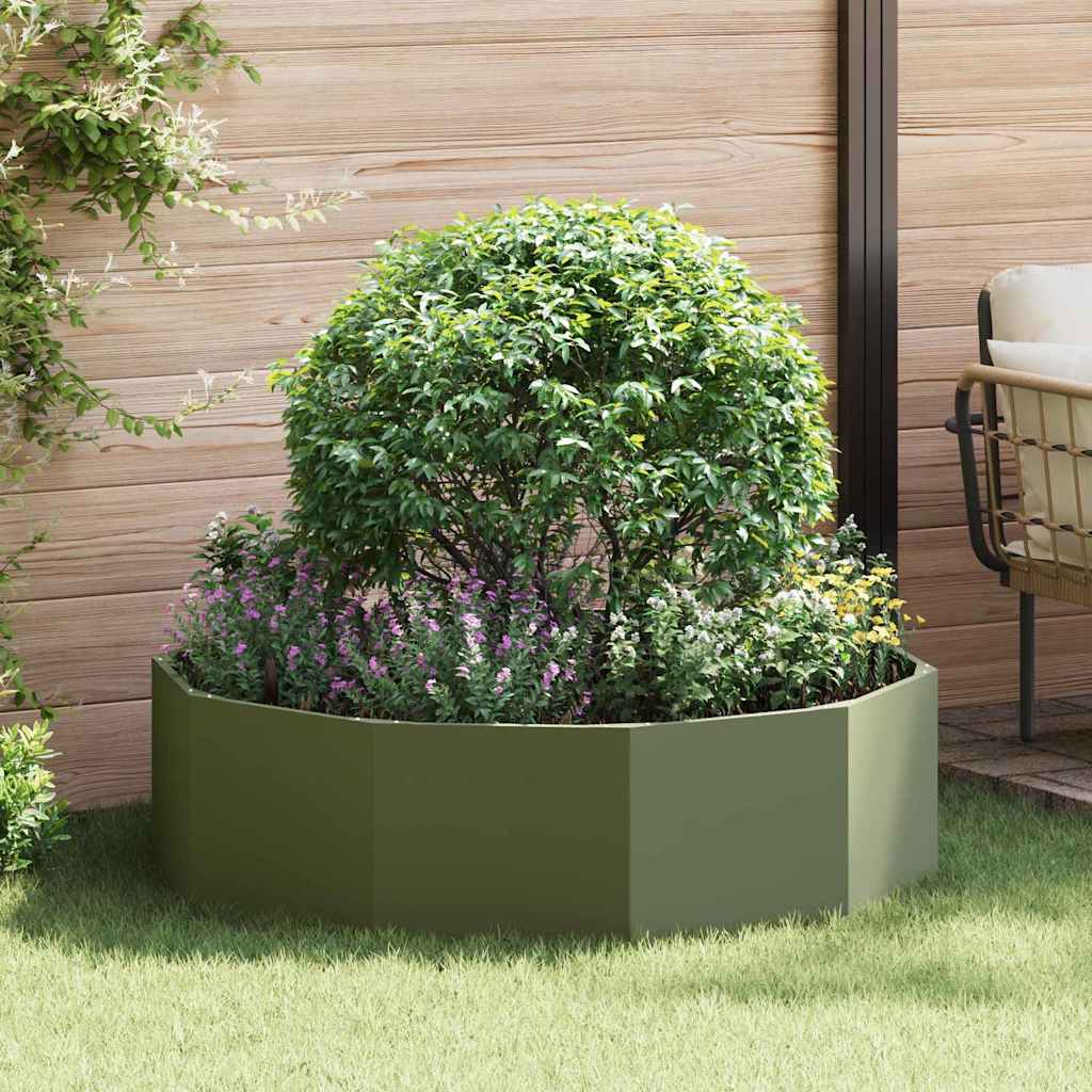 Planter 120 x 120 x 35 cm Steel Olive green