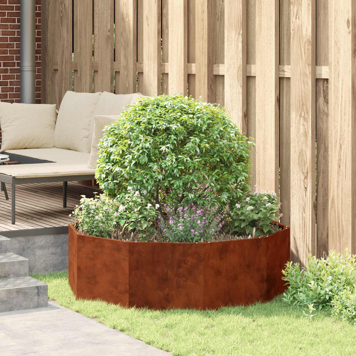 Planter 120 x 120 x 35 cm Steel Weathering steel
