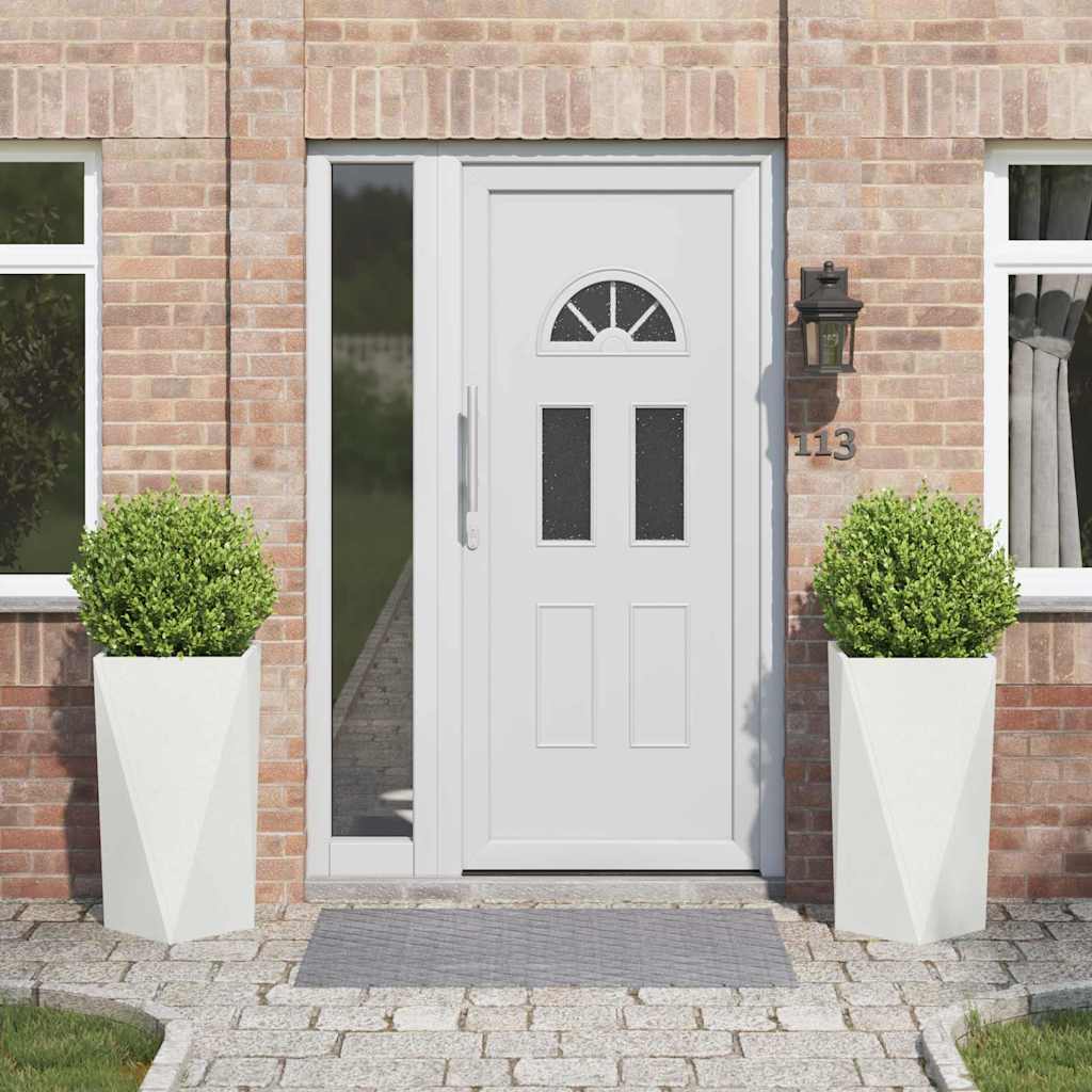 Planter Steel 2 pcs Width 40 cm White 75 cm