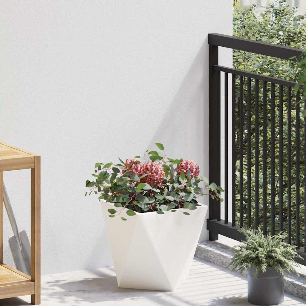 vidaXL Planter 2 pcs White 30 x 30 x 30 cm Steel 4