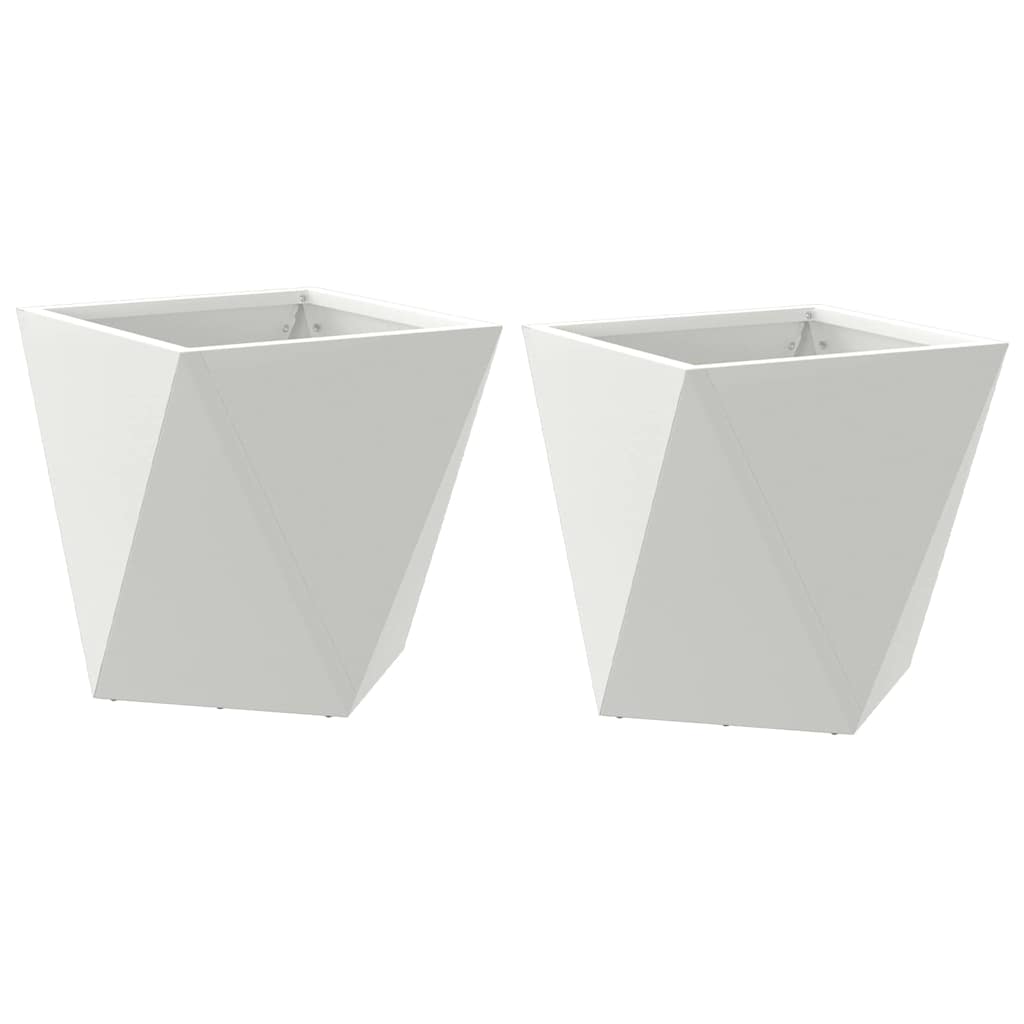 vidaXL Planter 2 pcs White 30 x 30 x 30 cm Steel 2