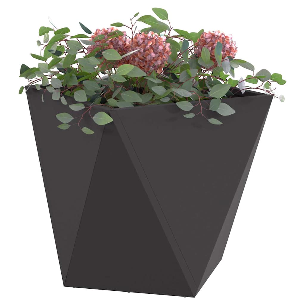 vidaXL Planter 2 pcs Black 50 x 50 x 50 cm Steel 3