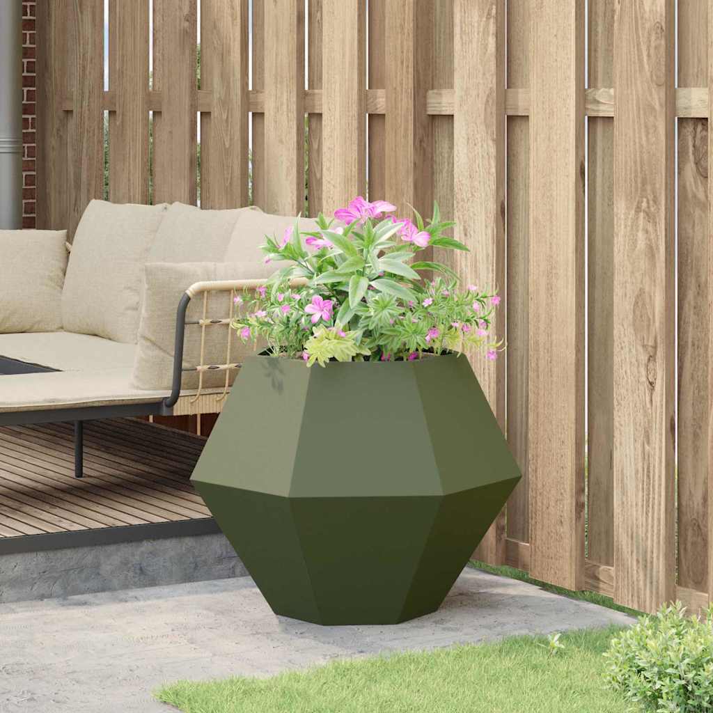Planter 75 x 75 x 60 cm Steel Olive green