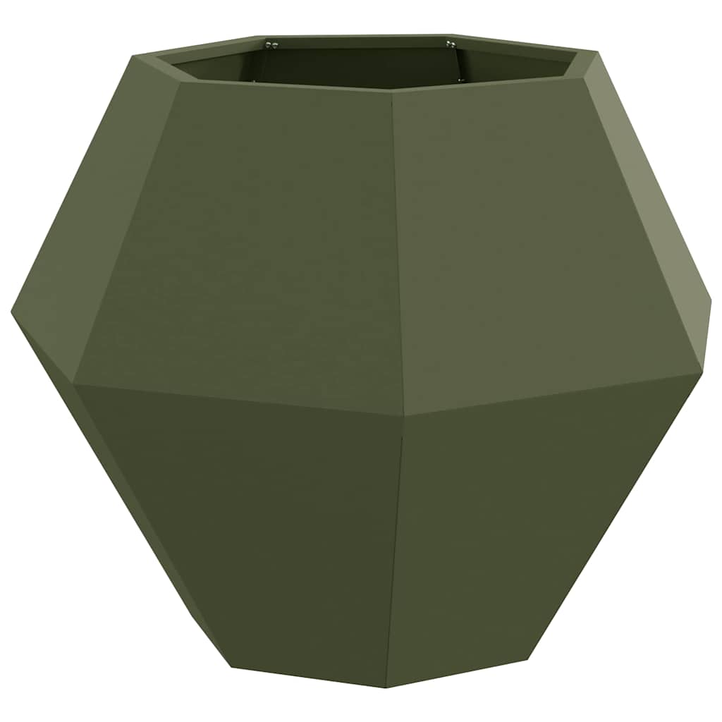 Planter 75 x 75 x 60 cm Steel Olive green