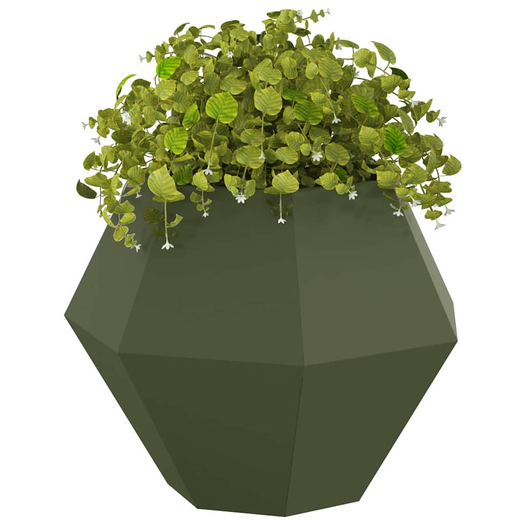 Planter 75 x 75 x 60 cm Steel Olive green