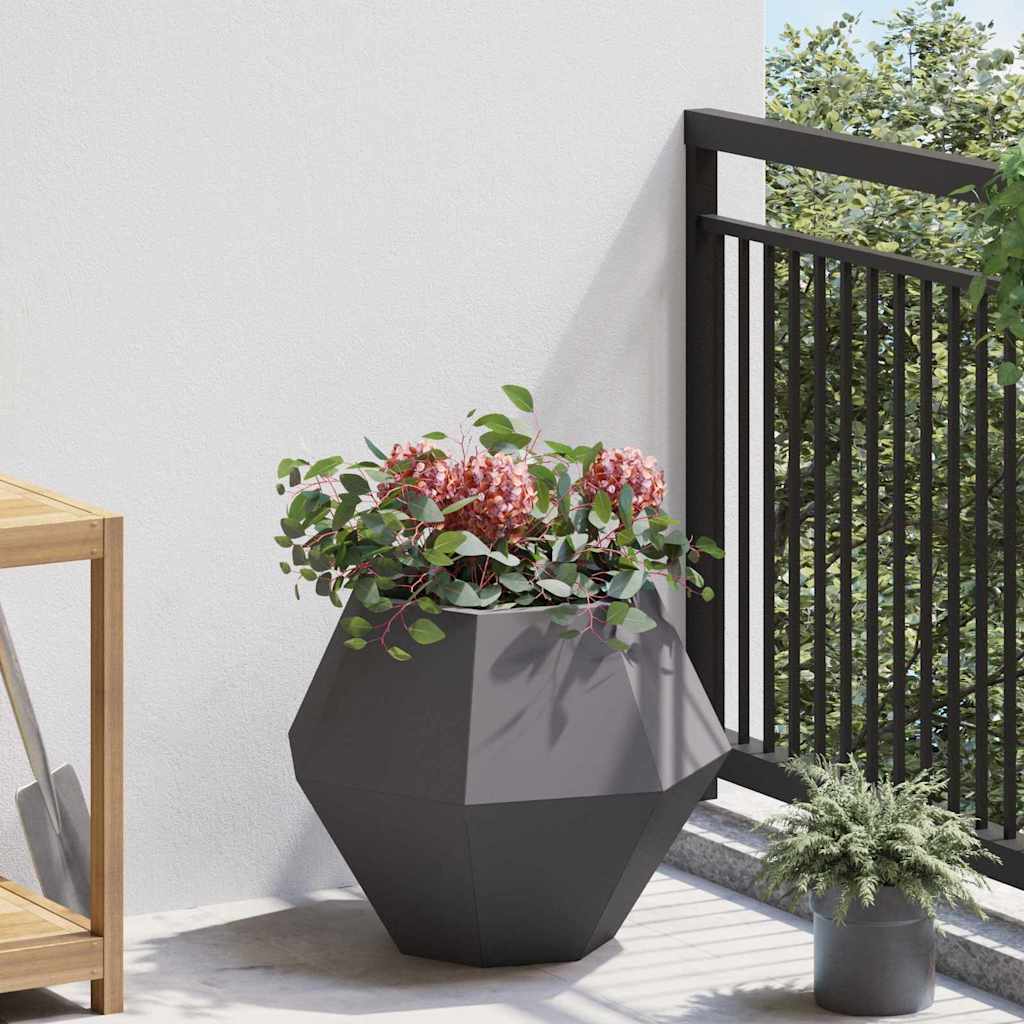 vidaXL Planter 2 pcs Black 50 x 50 x 40 cm Steel 4