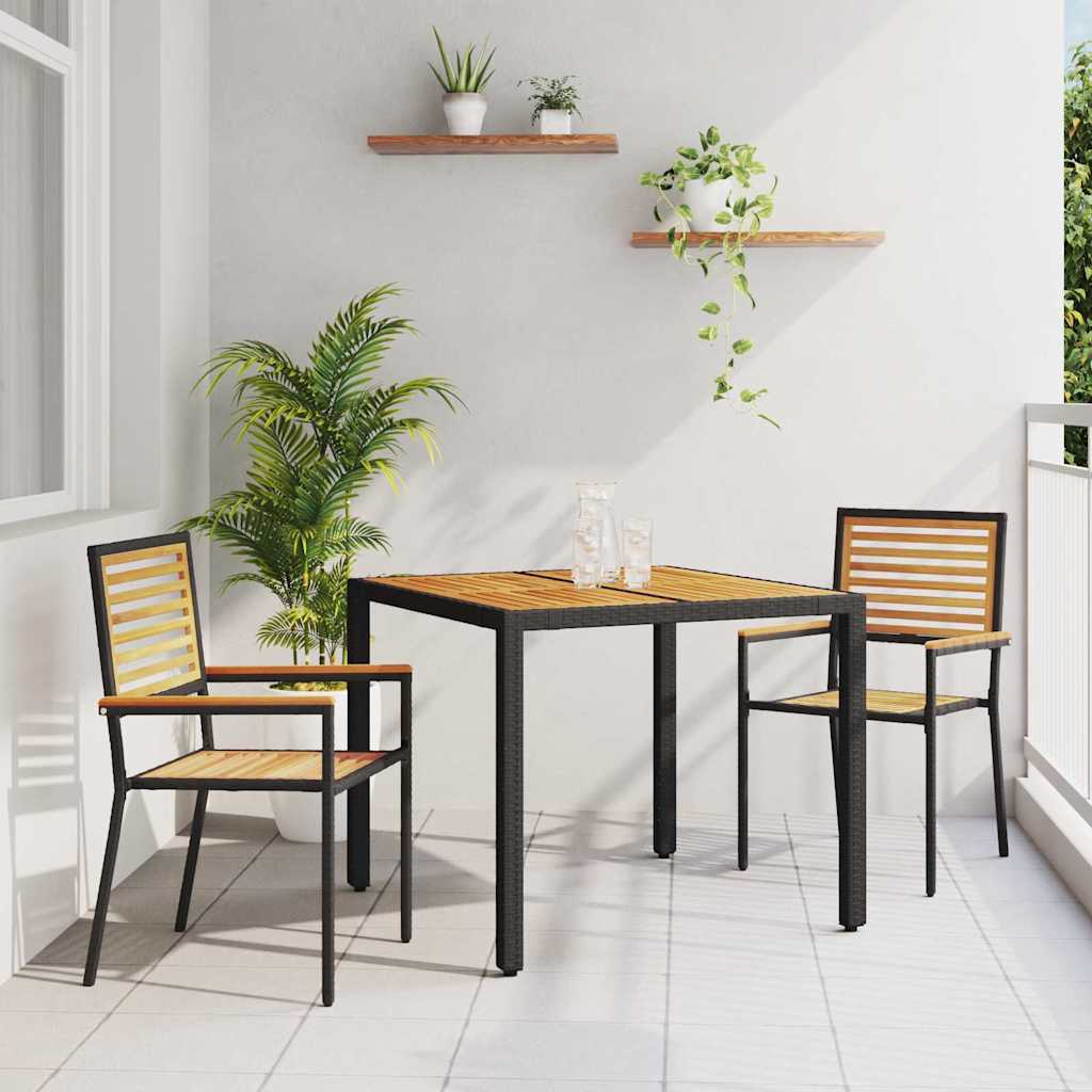 Garden Dining Set 5 pcs and Brown Poly Rattan Black 90 cm table length 2-Seater