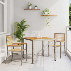 Garden Dining Set 5 pcs and Brown Poly Rattan Grey 90 cm table length 2-Seater