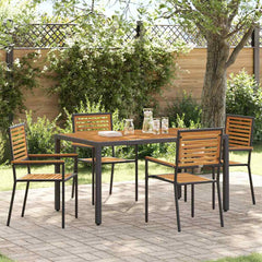 Garden Dining Set 5 pcs and Brown Poly Rattan Black 150 cm table length 4-Seater